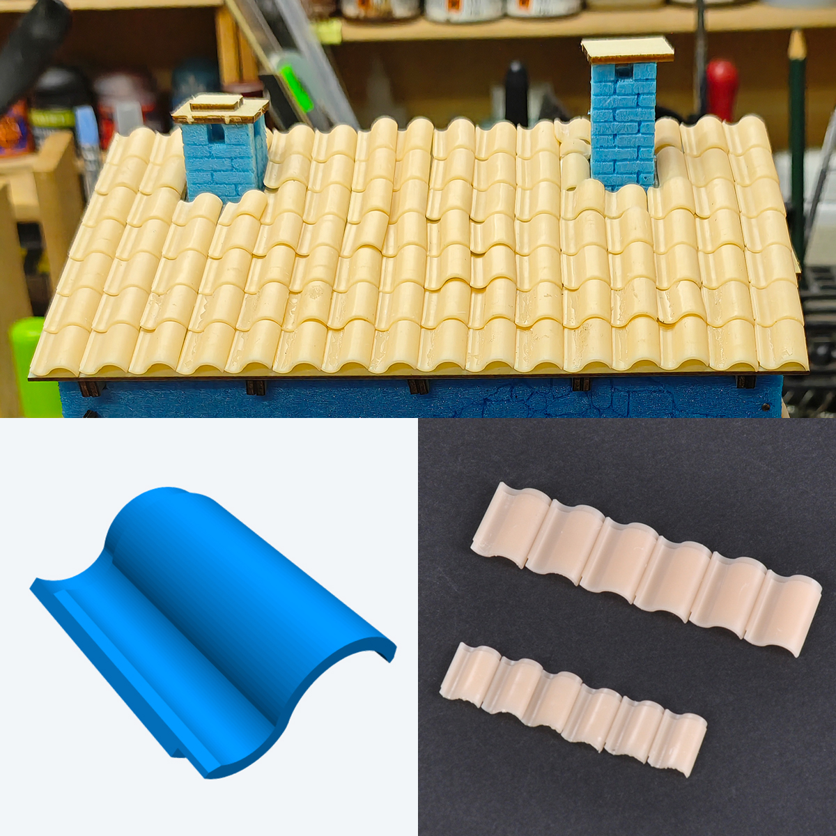3D Printing Construction - 3D Resin Assembly House Tile Roof