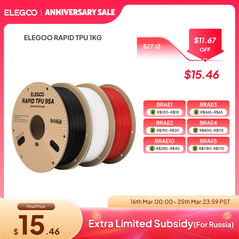 ELEGOO Rapid TPU 95A Filament  – Tpu Flexible Filament recenzja i cena