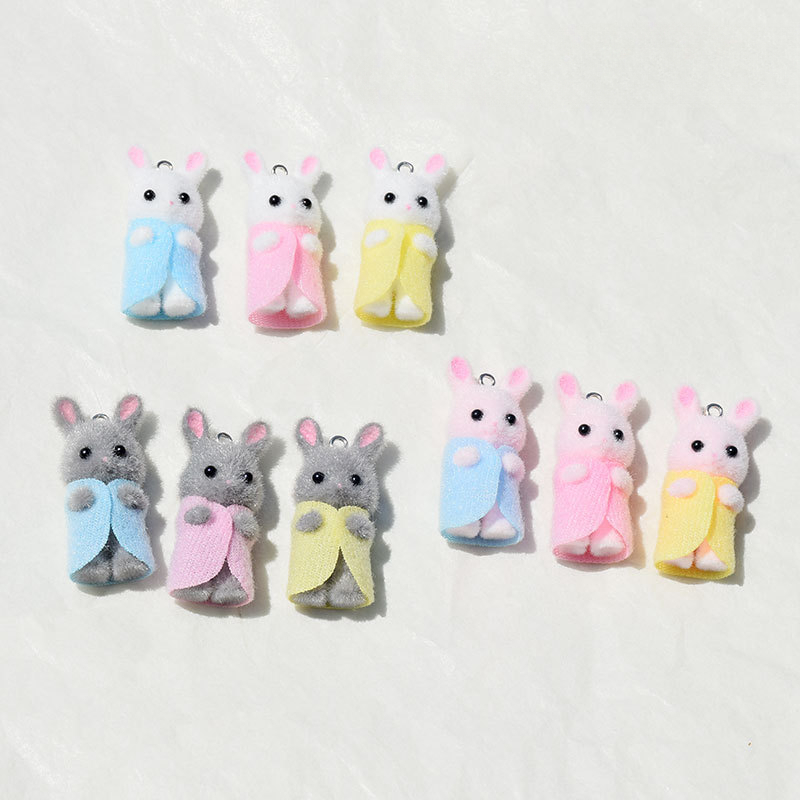 3Pcs 3D Flocking Resin Rabbit  – 3D Printing Earrings recenzja i cena