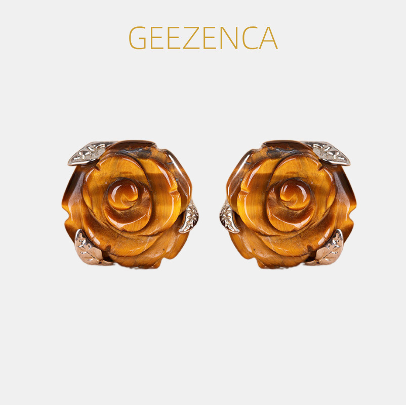 GEEZENCA Tiger's Eye Stone 925 – 3D Printing Earrings recenzja i cena