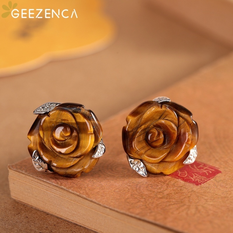 GEEZENCA Tiger's Eye Stone 925 – 3D Printing Earrings recenzja i cena