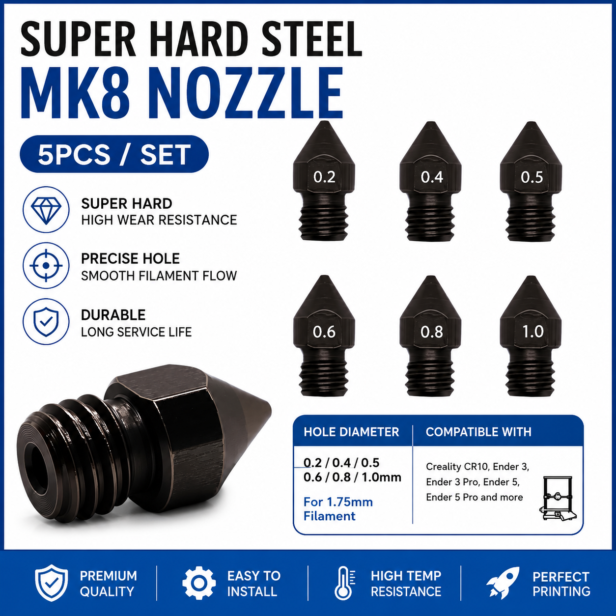 Super Hardened Steel Nozzle MK – 3D Printing News recenzja i cena