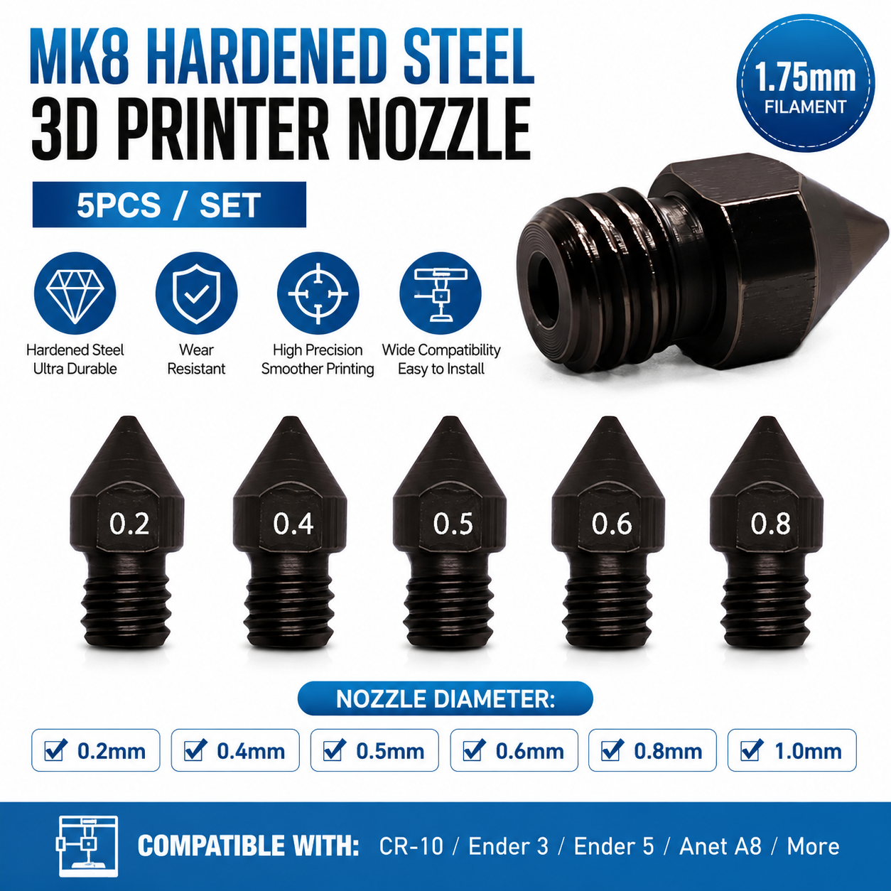 Super Hardened Steel Nozzle MK – 3D Printing News recenzja i cena